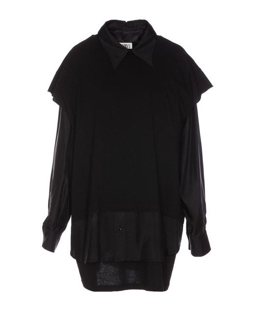 MM6 by Maison Martin Margiela Black Mm 6 Maison Margiela Double Layered Long-sleeved Shirt