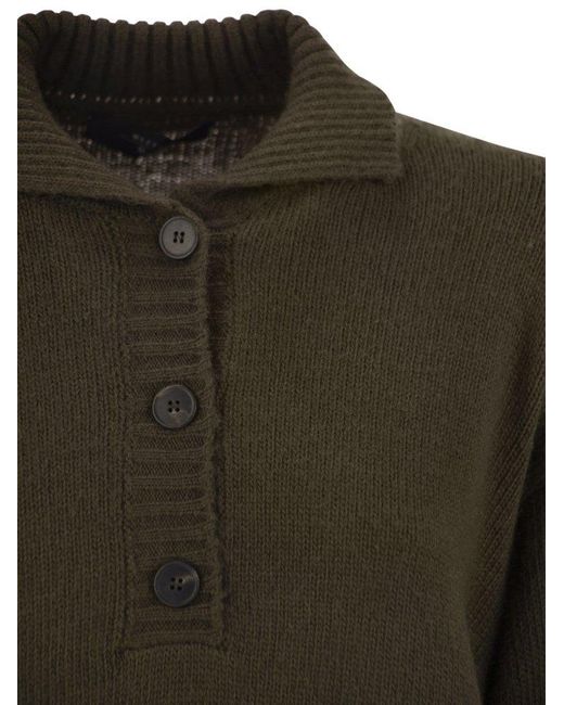 Weekend by Maxmara Green Long-Sleeved Knit Polo Top