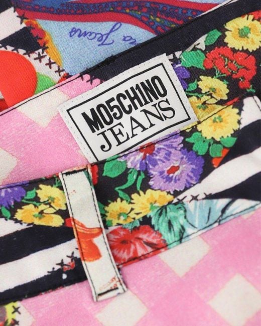 Moschino Multicolor Jeans Front Zipped Patchwork Printed Trousers