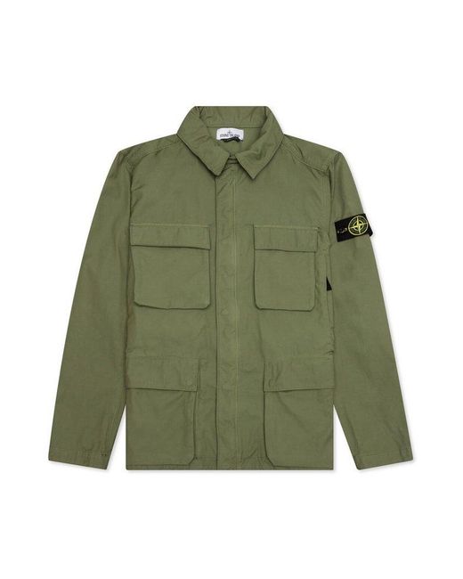 Stone Island Green Logo Patch Zipped Field Jacket for men