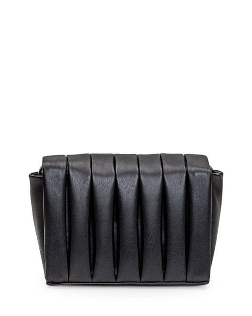 THEMOIRÈ Black Feronia Foldover Top Quilted Shoulder Bag