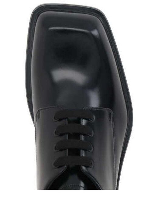 Prada Black Square-toe Lace-up Shoes for men