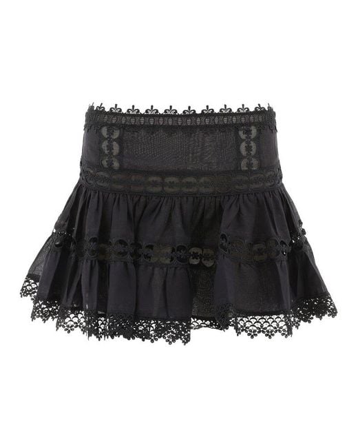 Charo Ruiz Ibiza Black Greta Lace A-line Mini Skirt