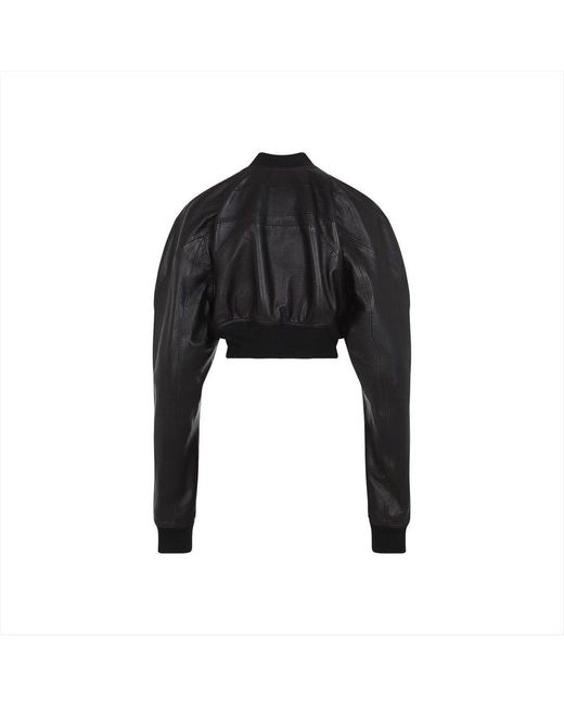 Rick Owens Black Girdered Bomber Cropped Leather
