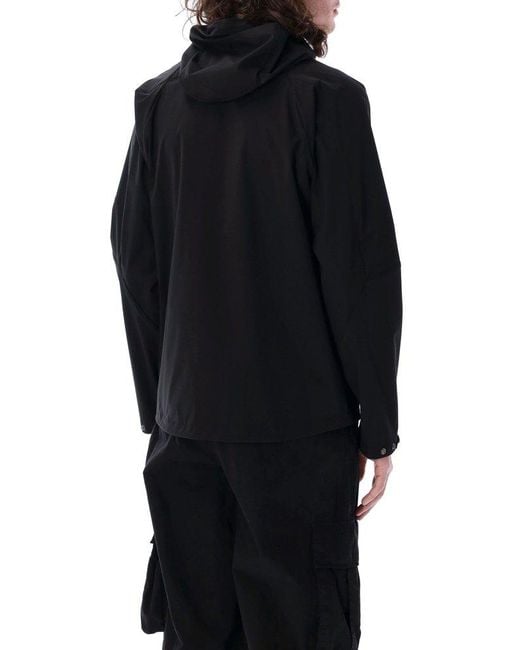 C P Company Black Pro Tek Hooded Coat for men