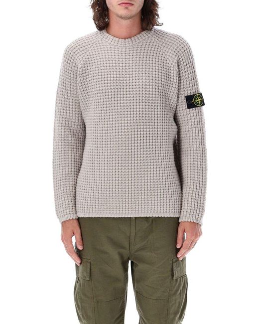 Stone Island Gray Waffle Sweater for men