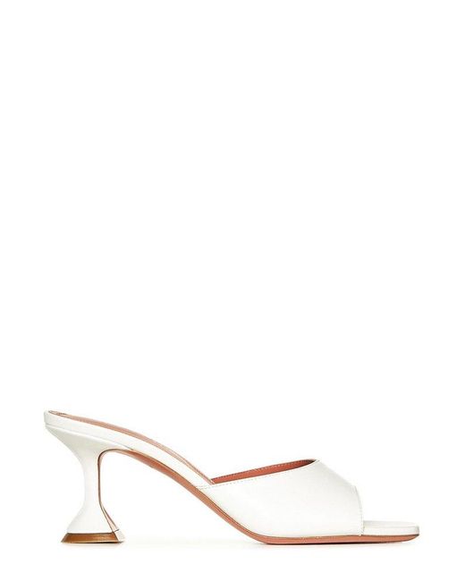 AMINA MUADDI White Square Toe Heeled Sandals