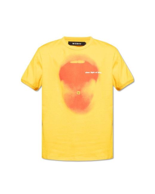 M I S B H V Yellow Printed T-shirt, for men