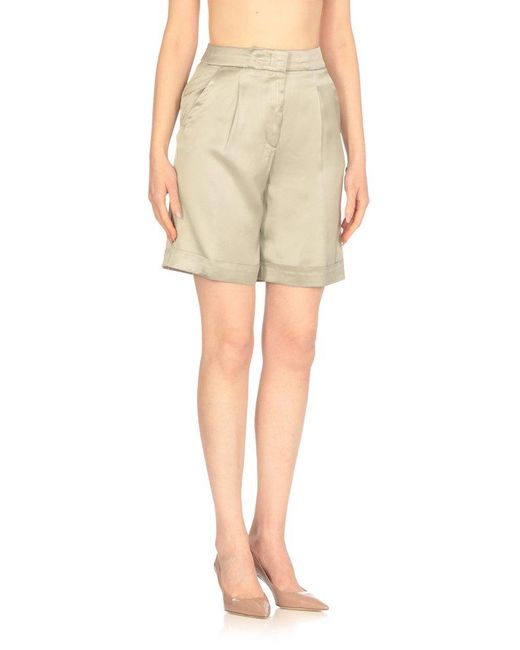 ショートパンツ PESERICO Short with pleats and stretch cotton Peserico Pleated Shorts in Natural | Lyst