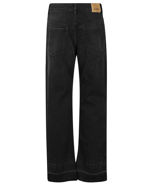 Isabel Marant Black Irina Logo-patch Straight-leg Jeans