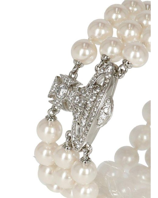 Vivienne Westwood Graziella Orb-charm Pearl Bracelet - White