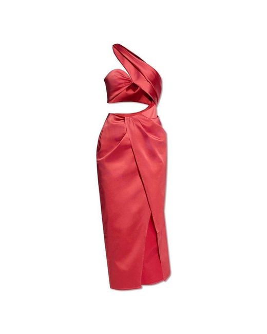 Cult Gaia Red 'avianna' One-shoulder Dress,