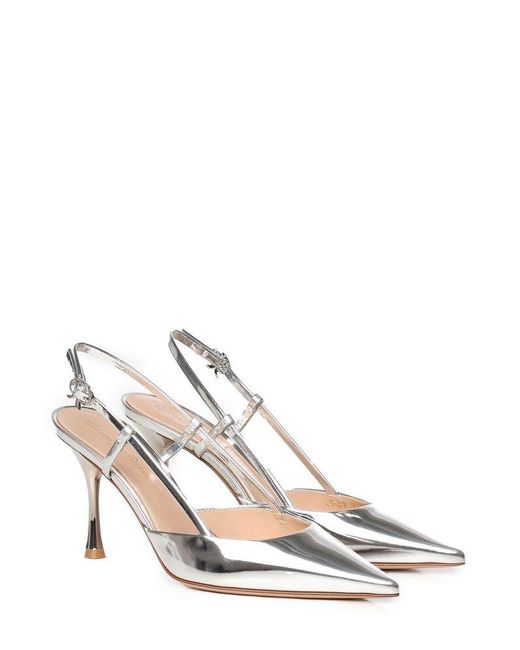 Gianvito Rossi White Ascent Pointed-Toe Pumps