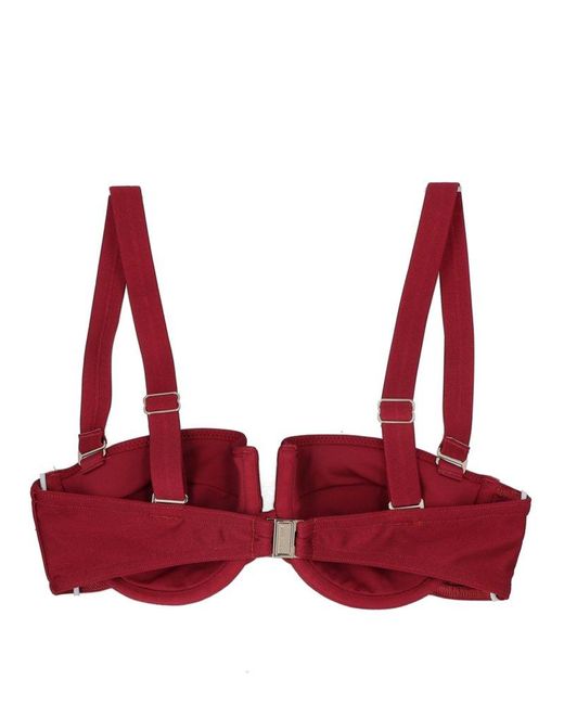 Zimmermann Red Pattie Balconette Padded Cup Bikini Top