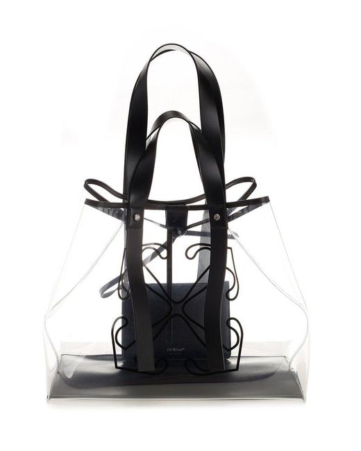 Off-White c/o Virgil Abloh Black Large Day Off Tote In Transparent Pvc