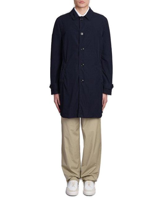 Aspesi Blue Long Sleeved Water-repellent Raincoat for men