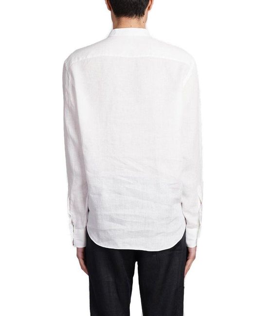 Zegna White Band-collar Curved Hem Shirt for men