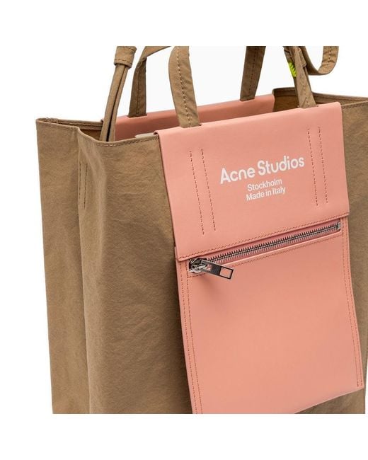 Acne Pink Papery-texture Logo Printed Tote Bag