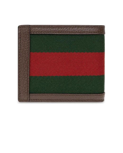 Gucci Web Stripe Leather Wallet in Black for Men