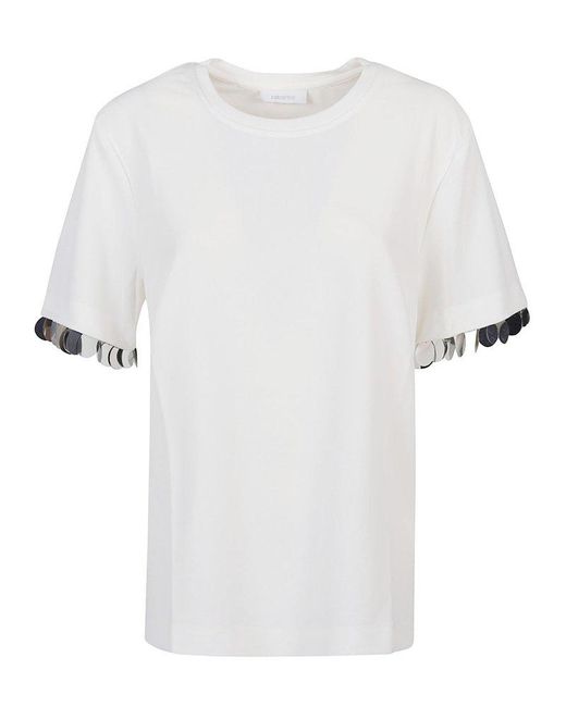 Rabanne White Crewneck Short-sleeved T-shirt