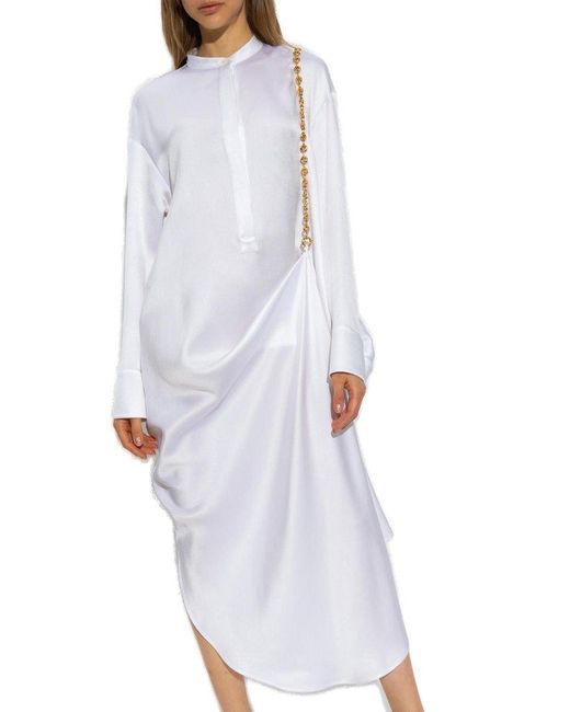 Loewe White Chain-detail Silk Shirt Dress