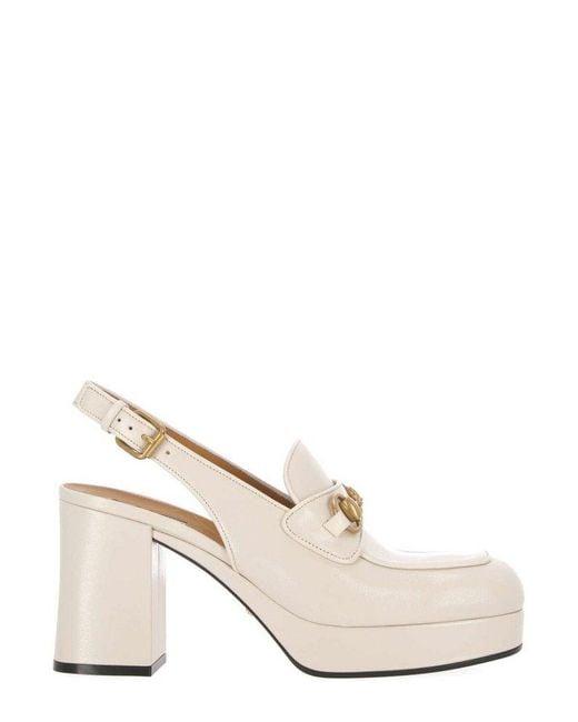 Gucci Natural Horsebit Platform Mules