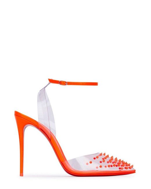Christian Louboutin Red Spikoo Ankle Strap Pumps