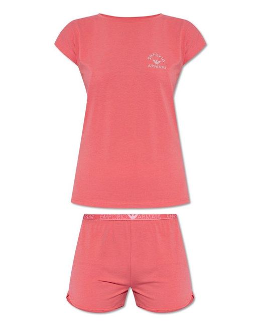 Emporio Armani Pink Two-piece Pajamas From The 'sustainability' Collection,