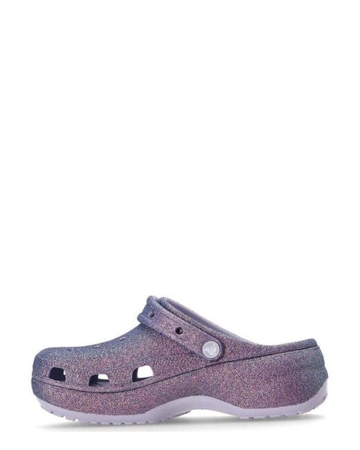 CROCSTM Purple Classic Platform Iridescent Glitter Clogs