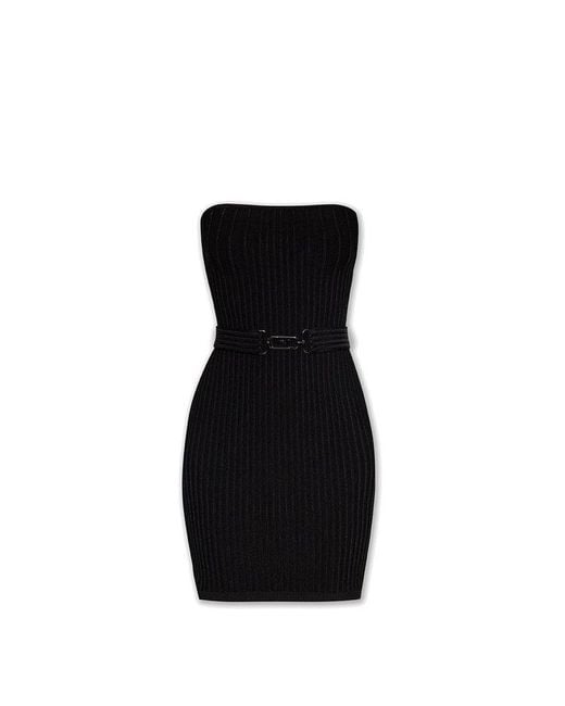 Fendi Black Ribbed Dress With Belt