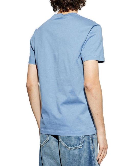 Versace Blue T-Shirt With Printed Logo for men