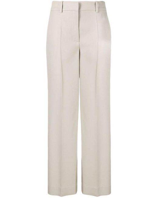 The Row White Neutral Bremy Wool Trousers - Women's - Wool/cow Horn/silk