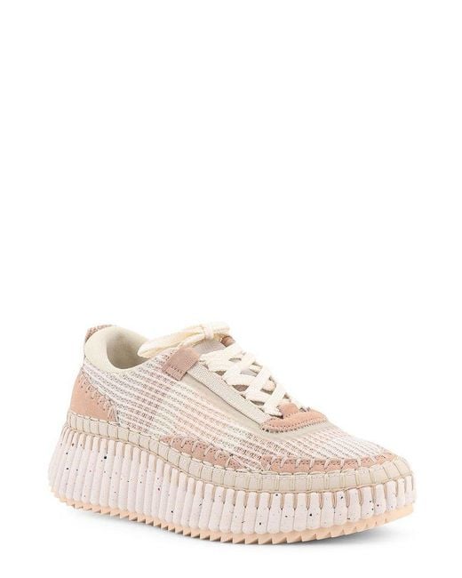 Chloé Pink Lower-Impact Mesh Nama Sneakers