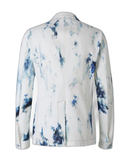 Alexander McQueen Bleached-effect Denim Blazer Jacket in Blue for Men | Lyst