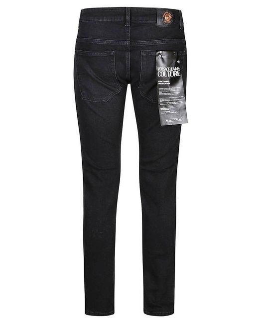 Versace Black Logo Patch Skinny Jeans for men