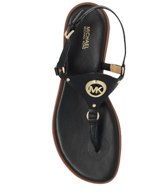 MICHAEL Michael Kors Black Casey Logo Plaque Sandals