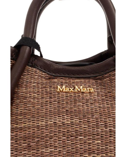 Max Mara Brown Marine Xxs Logo Plaque Shoulder Bag