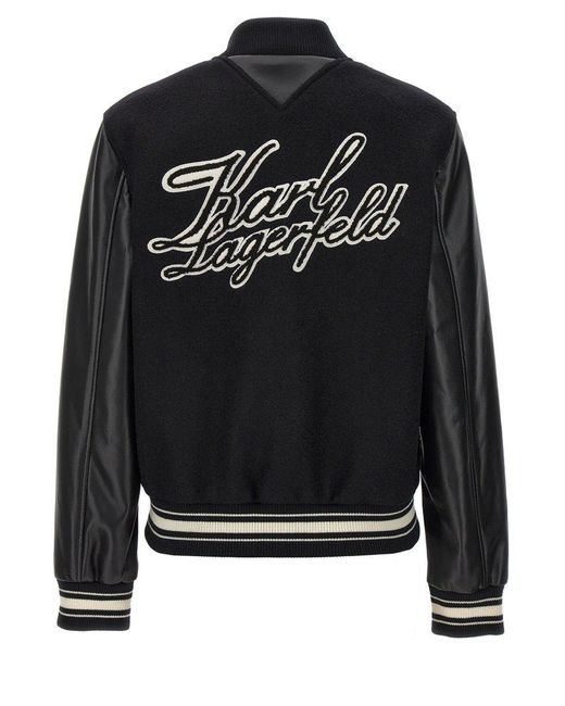 Karl Lagerfeld Black Varsity Bomber Jacket