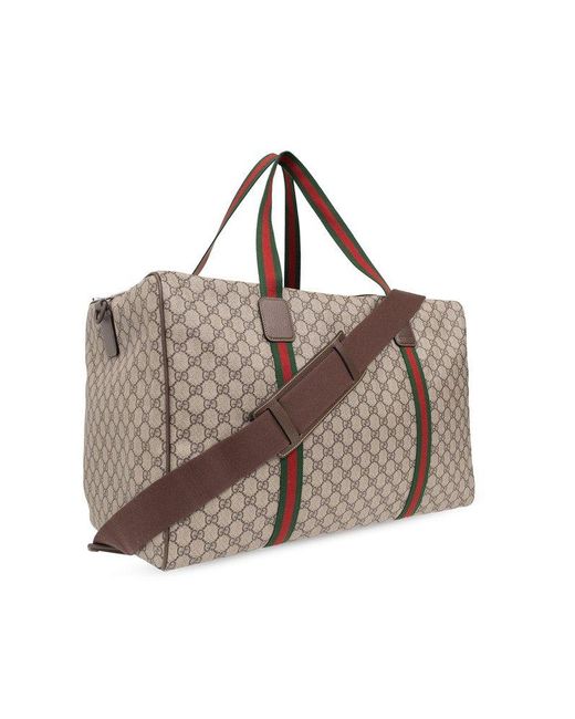 Gucci Brown Web Detailed Maxi Duffle Bag for men