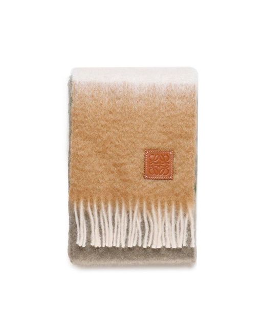 Loewe White Wool And Mohair Striped Scarf