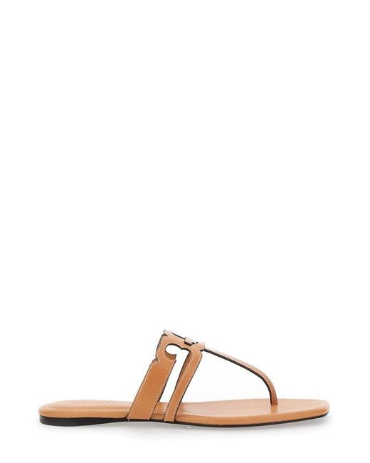 Tory Burch Brown Ines T-Strap Sandals