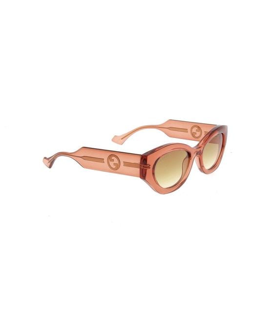 Gucci Orange La Piscine Oval-frame Sunglasses