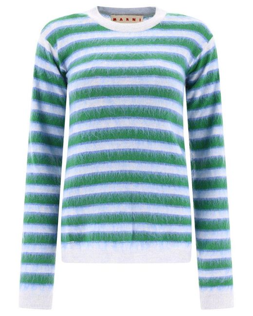 Marni Blue Striped Mohair Sweater