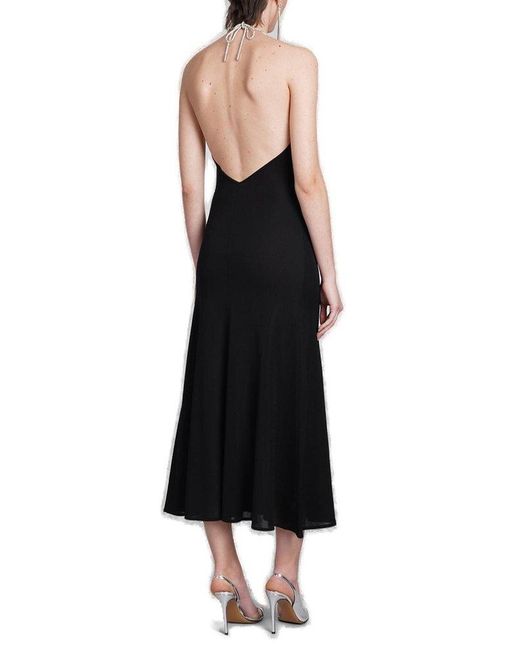Alexandre Vauthier Black Embellished Halterneck Open-back Maxi Dress