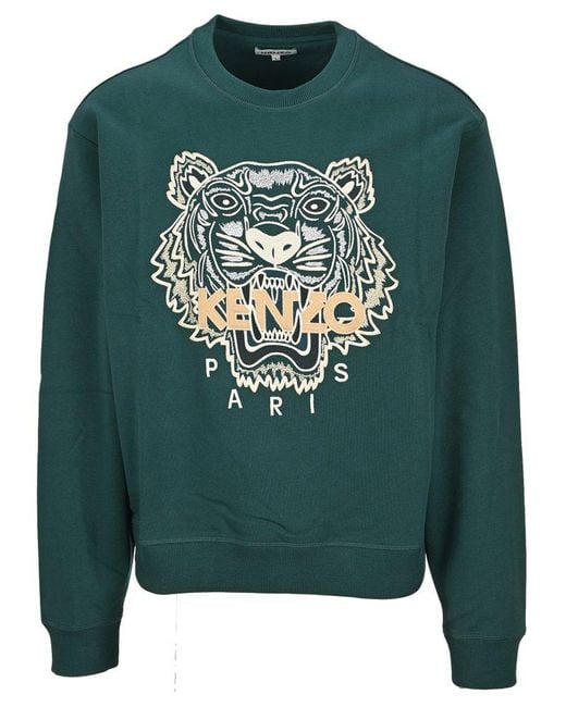 KENZO Green Tiger Embroidered Sweatshirt for men