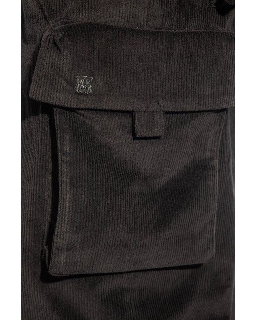 Amiri Black Corduroy Trousers With Logo, for men