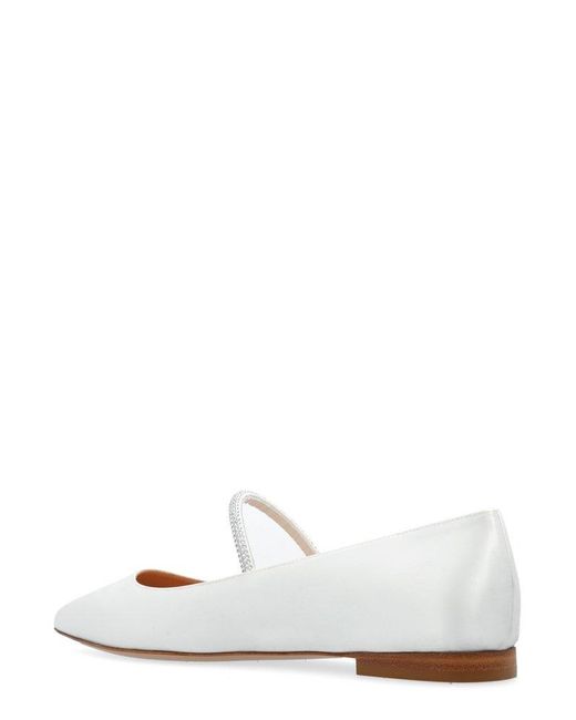 Gianvito Rossi Meridia Embellished Pointed Toe Ballet Flats in White | Lyst