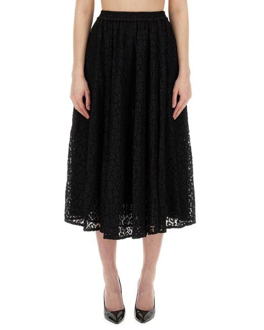 Michael Kors Black Lace Longuette Skirt