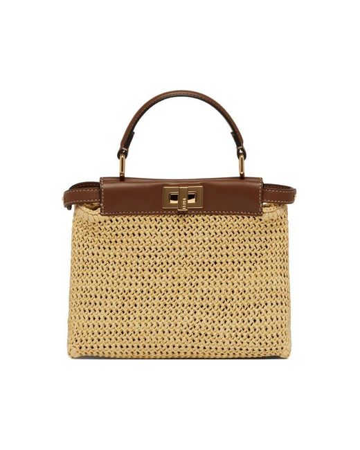 【FENDI】PEEKABOO MINI TOTE BAG Fendi Peekaboo Mini Tote Bag in Metallic | Lyst