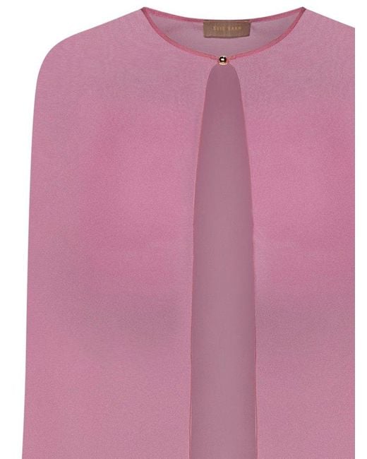 Elie Saab Pink Crewneck Curved Hem Cape